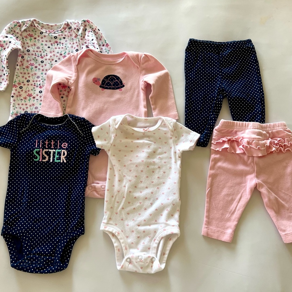 Baby Girl Clothing Set - Pink, White, and Navy